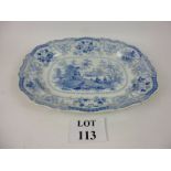 A Victorian blue and white meat dish or