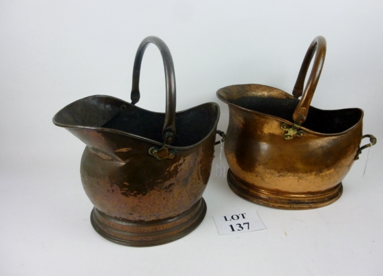 Two 19th century copper coal scuttles es