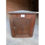 A 19c oak wide corner wall cupboard with