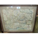 A 17c framed and glazed map of Essexia (