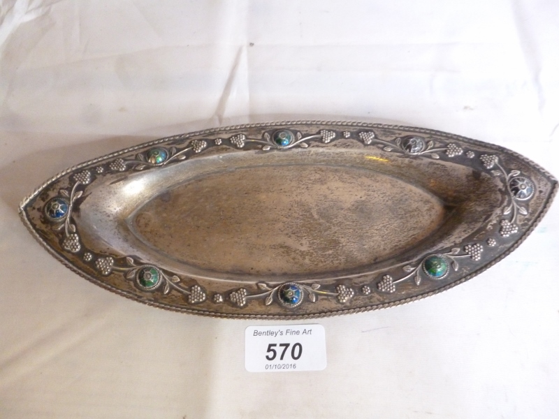 A silver Liberty's tray with enamelling