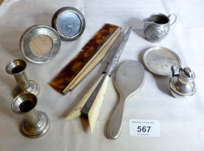 An assortment of silver items to include