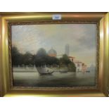 A gilt framed oil on board of a Venetian