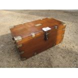 A fine quality brass bound teak trunk in