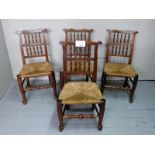 A set of four 18c North Country chairs w
