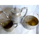 A Victorian silver three piece tea servi