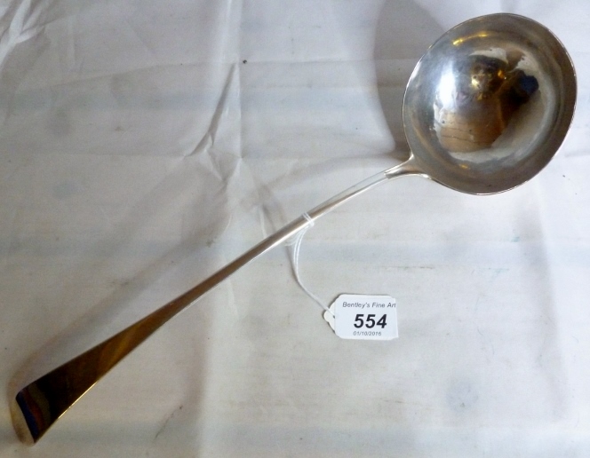 A Georgian silver soup ladle London 1793