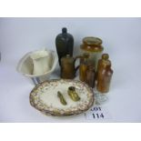 A mixed lot to include stoneware bottles