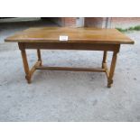 A mid/late 20c solid pale oak dining tab