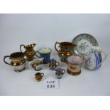 Assorted Victorian copper lustre jugs or