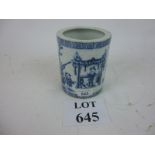 A Chinese blue and white brush pot decor