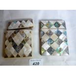 Two mother of pearl and abalone card cas