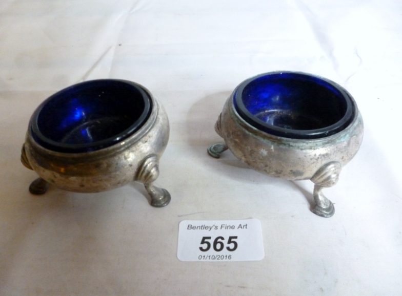 A pair of Victorian silver salts on pad