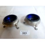 A pair of Victorian silver salts on pad