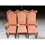A set of high back 20c dining chairs up