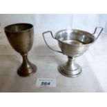 A two handled silver trophy cup and anot
