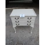 A 1920's white painted side cabinet with