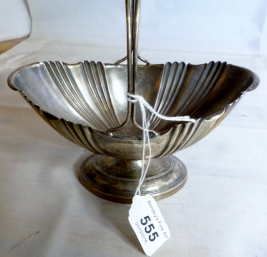 A silver sugar basket on pedestal base S