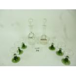 Two decanters with plated drink labels a