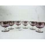 A set of six Bohemian amethyst goblets w