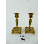 A pair of ormolu and champleve enamel ca