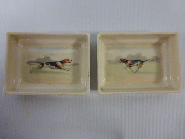 Two 1930's Royal Doulton pin dishes/trays showing Foxhounds, two ale mugs with huntsman & dogs, - Image 5 of 5