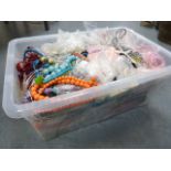 Large 40 litre crate full of costume jewellery necklaces.