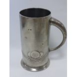Pewter tankard with Art Nouveau design, stamped to base 'English Pewter 0281', 16cms in height..