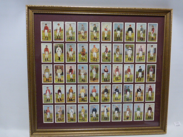 Set of framed & glazed replica Ogden's cigarette cards "Jockeys 1930", African oil on canvas, - Image 2 of 5