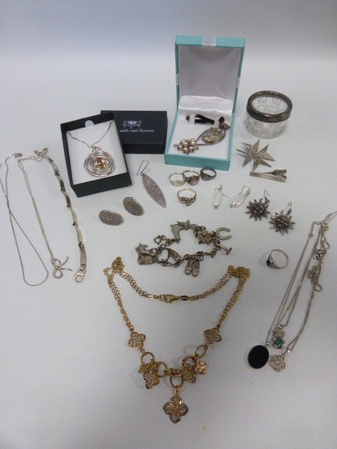 Collection of assorted silver jewellery to include necklaces and earrings together with a silver