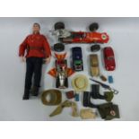 A collection of toys including 1964 GI Joe Action Man "Canadian Mountie" with some equipment,