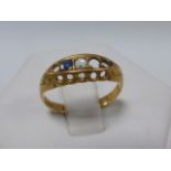 18ct gold diamond and sapphire ring, a/f stones missing, hallmarked Chester 1917, size N, 2g.