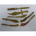 Trench Art - seven assorted paper knifes inc one marked France 1916 from Charles with Best Wishes,