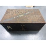 RAF military metal travel trunk (68x38x28cm) with RAF /W/?475 written to top with name & address &