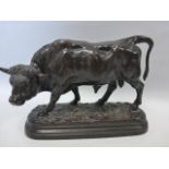 After Louis Vidal cast bronze figure of a Bull 'Taureau', 24cms in length.