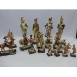 Four large, eight medium and eight small Italian Napoleonic Soldier figures on Carrara marble bases,