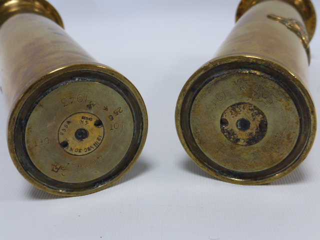 Trench Art - pair shell case vases 19. - Image 2 of 3