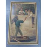 After EUGENE De BLAAS - pair of large coloured prints Venetian scenes inc "The Fisherman's Wooing",