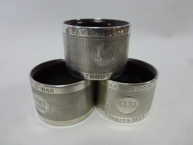 An Erik Frithiot Poulsen white metal napkin ring with embossed elephant design, stamped E.F. - Image 3 of 3