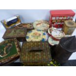 A collection of fourteen Huntley & Palmers tins including 1970's old lantern,1897 basket,