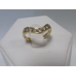 9ct gold Diamond set wishbone ring, size J/K.