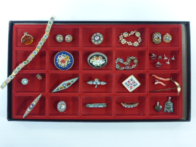 Collection of Italian Micro Mosaic jewellery of various ages, and other pieces including coral,
