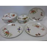 Large quantity of Royal Worcester Evesham pattern tableware including two covered tureens,