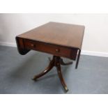 Regency George III mahogany drop-leaf breakfast table with single frieze drawer and corresponding