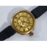 A 9ct gold ladies watch, import marks for London 1915, 30mm in diameter, glass loose,