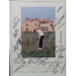 Signed (88x64cm) framed & glazed poster for the ninth Dunhill Cup Golf Tournament held at the old