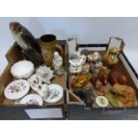 Collection of animal & bird figures inc cold cast bronze Fox & Cubs,