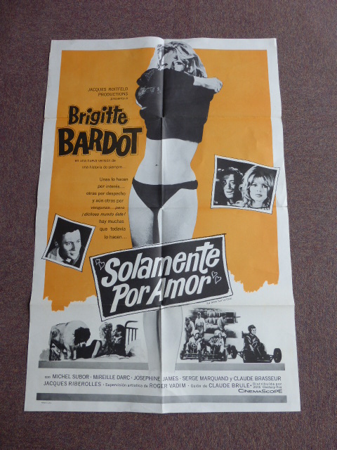 Bridget Bardot film posters including "Les Mepris" French one panel (120x160cm) folded, - Image 3 of 6