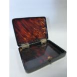 Faux Tortoiseshell hinged lidded box, 12.5x9.5x2.5cms.