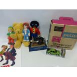 Bisto Kids soft toys with stick-on poster, Playcraft Petite typewriter,